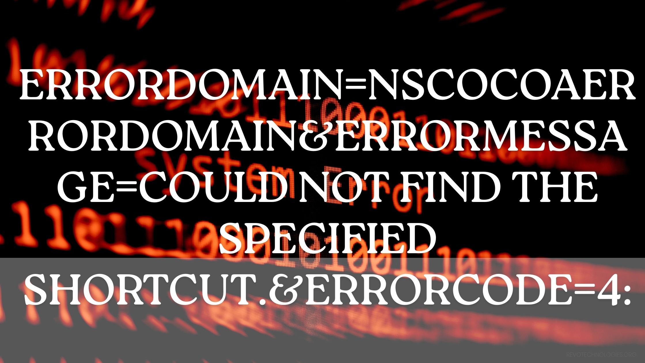 ErrorDomain=NSCocoaErrorDomain&ErrorMessage=Could Not Find the Specified Shortcut.&ErrorCode=4